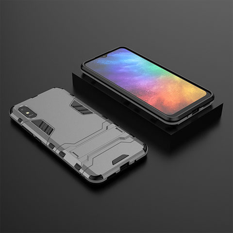 Custodia Silicone e Plastica Opaca Cover con Supporto KC1 per Xiaomi Redmi 9AT Grigio