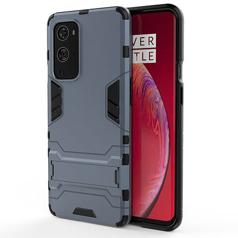 Custodia Silicone e Plastica Opaca Cover con Supporto KC2 per OnePlus 9 Pro 5G Blu