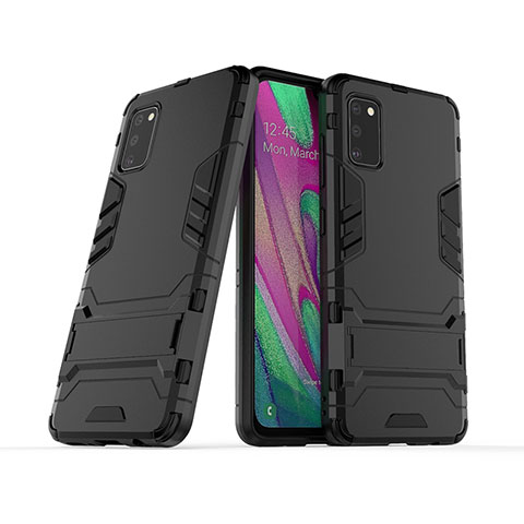 Custodia Silicone e Plastica Opaca Cover con Supporto KC2 per Samsung Galaxy A41 Nero