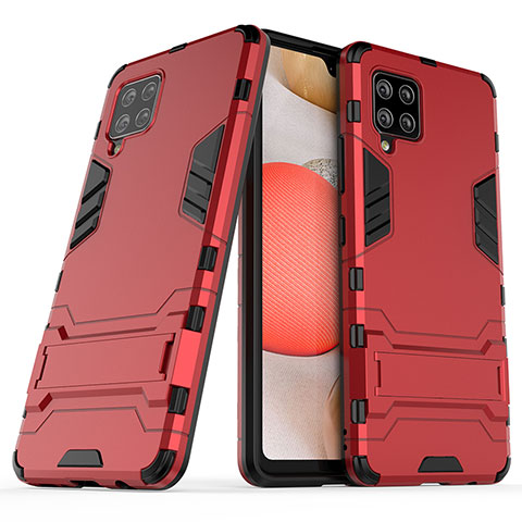 Custodia Silicone e Plastica Opaca Cover con Supporto KC2 per Samsung Galaxy A42 5G Rosso