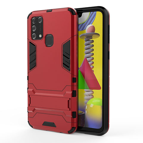 Custodia Silicone e Plastica Opaca Cover con Supporto KC2 per Samsung Galaxy M31 Prime Edition Rosso