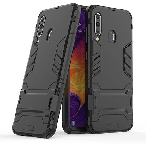 Custodia Silicone e Plastica Opaca Cover con Supporto KC2 per Samsung Galaxy M40 Nero