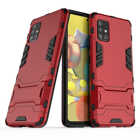 Custodia Silicone e Plastica Opaca Cover con Supporto KC3 per Samsung Galaxy M40S Rosso