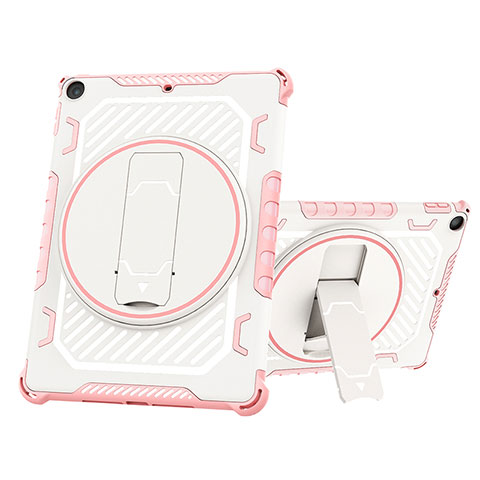 Custodia Silicone e Plastica Opaca Cover con Supporto L03 per Apple New iPad 9.7 (2017) Rosa