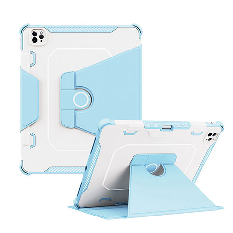 Custodia Silicone e Plastica Opaca Cover con Supporto L04 per Apple iPad Pro 12.9 (2021) Blu
