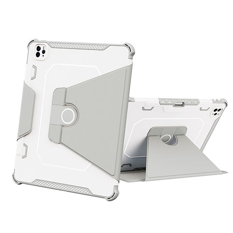 Custodia Silicone e Plastica Opaca Cover con Supporto L05 per Apple iPad Pro 12.9 (2022) Grigio