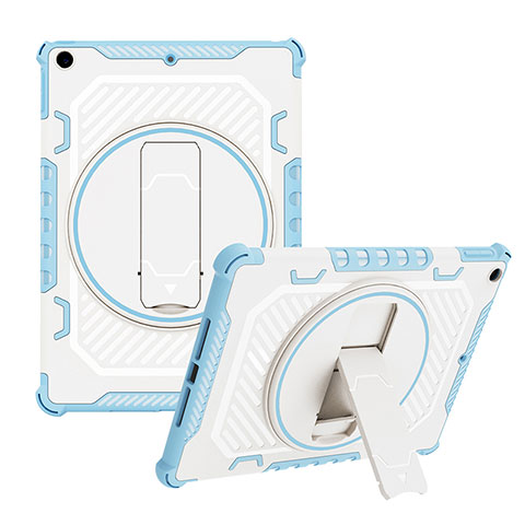 Custodia Silicone e Plastica Opaca Cover con Supporto L08 per Apple iPad 10.2 (2019) Blu