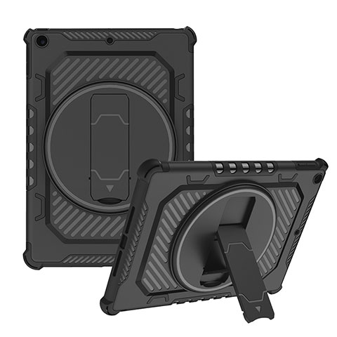 Custodia Silicone e Plastica Opaca Cover con Supporto L08 per Apple iPad 10.2 (2020) Nero