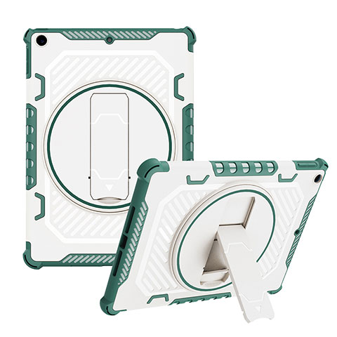 Custodia Silicone e Plastica Opaca Cover con Supporto L08 per Apple iPad 10.2 (2020) Verde