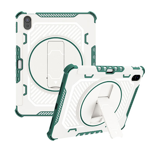 Custodia Silicone e Plastica Opaca Cover con Supporto L08 per Apple iPad 10.9 (2022) Verde