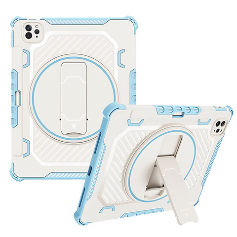 Custodia Silicone e Plastica Opaca Cover con Supporto L08 per Apple iPad Pro 11 (2022) Blu