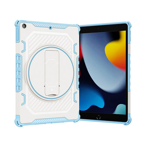 Custodia Silicone e Plastica Opaca Cover con Supporto L09 per Apple iPad 10.2 (2020) Blu