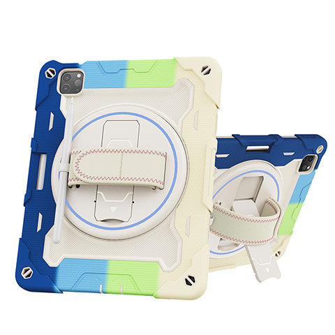 Custodia Silicone e Plastica Opaca Cover con Supporto L10 per Apple iPad Pro 11 (2022) Cielo Blu