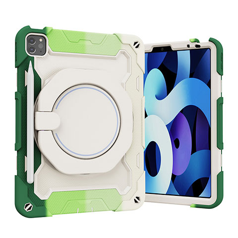 Custodia Silicone e Plastica Opaca Cover con Supporto L13 per Apple iPad Pro 11 (2021) Verde