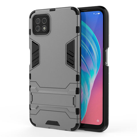 Custodia Silicone e Plastica Opaca Cover con Supporto M01 per Oppo A73 5G Grigio