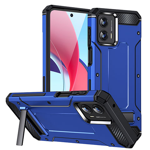 Custodia Silicone e Plastica Opaca Cover con Supporto MQ1 per Motorola Moto G 5G (2023) Blu Notte