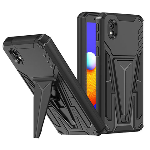 Custodia Silicone e Plastica Opaca Cover con Supporto MQ1 per Samsung Galaxy A01 Core Nero