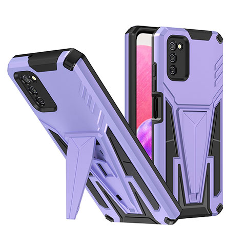 Custodia Silicone e Plastica Opaca Cover con Supporto MQ1 per Samsung Galaxy A03s Viola