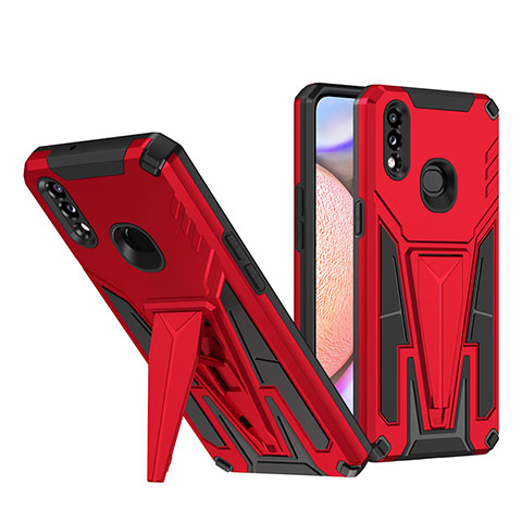 Custodia Silicone e Plastica Opaca Cover con Supporto MQ1 per Samsung Galaxy A10s Rosso