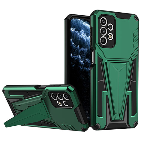 Custodia Silicone e Plastica Opaca Cover con Supporto MQ1 per Samsung Galaxy A23 4G Verde