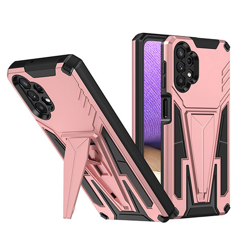 Custodia Silicone e Plastica Opaca Cover con Supporto MQ1 per Samsung Galaxy A32 4G Oro Rosa