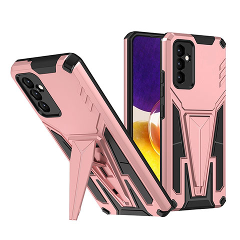 Custodia Silicone e Plastica Opaca Cover con Supporto MQ1 per Samsung Galaxy A34 5G Oro Rosa