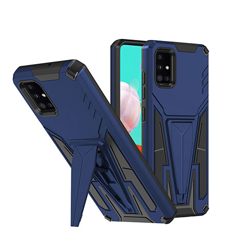 Custodia Silicone e Plastica Opaca Cover con Supporto MQ1 per Samsung Galaxy A51 4G Blu