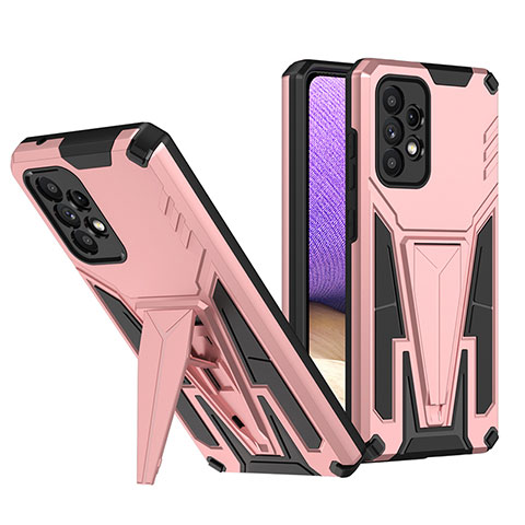 Custodia Silicone e Plastica Opaca Cover con Supporto MQ1 per Samsung Galaxy A52 4G Oro Rosa