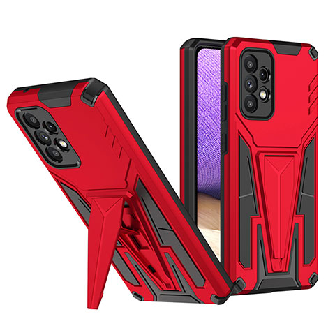 Custodia Silicone e Plastica Opaca Cover con Supporto MQ1 per Samsung Galaxy A52 5G Rosso