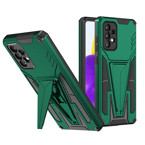 Custodia Silicone e Plastica Opaca Cover con Supporto MQ1 per Samsung Galaxy A72 4G Verde