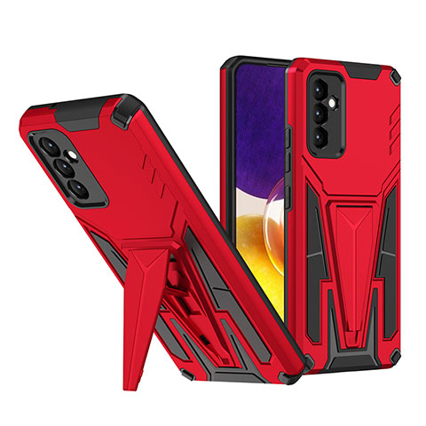 Custodia Silicone e Plastica Opaca Cover con Supporto MQ1 per Samsung Galaxy A82 5G Rosso