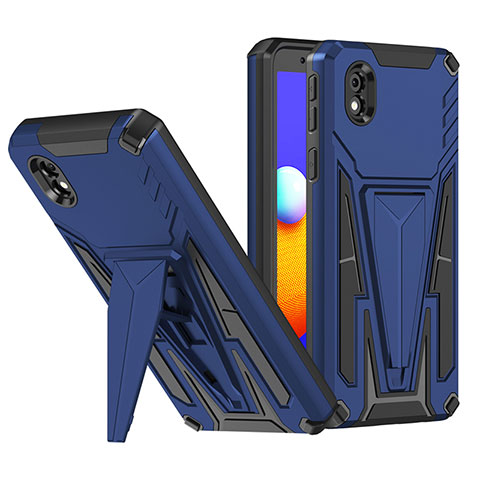 Custodia Silicone e Plastica Opaca Cover con Supporto MQ1 per Samsung Galaxy M01 Core Blu