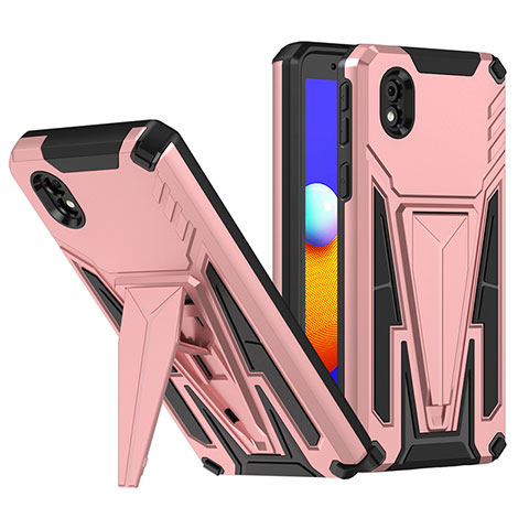 Custodia Silicone e Plastica Opaca Cover con Supporto MQ1 per Samsung Galaxy M01 Core Oro Rosa