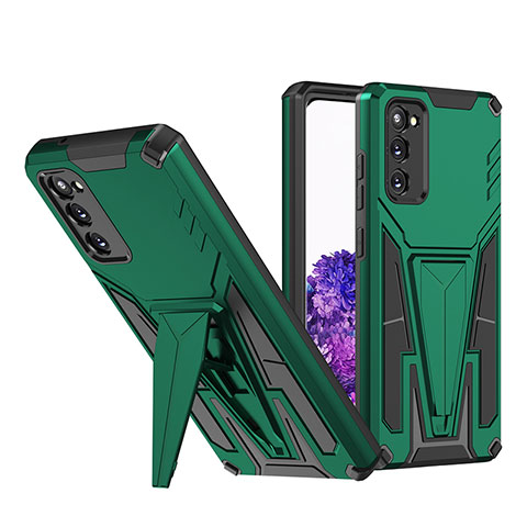 Custodia Silicone e Plastica Opaca Cover con Supporto MQ1 per Samsung Galaxy S20 5G Verde