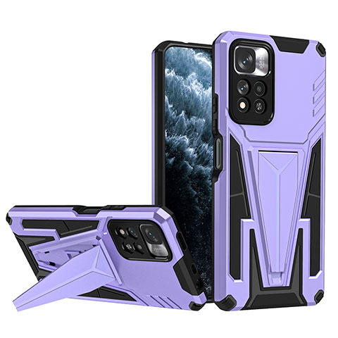 Custodia Silicone e Plastica Opaca Cover con Supporto MQ1 per Xiaomi Mi 11i 5G (2022) Viola