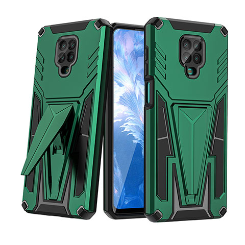 Custodia Silicone e Plastica Opaca Cover con Supporto MQ1 per Xiaomi Poco M2 Pro Verde