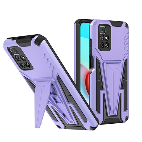 Custodia Silicone e Plastica Opaca Cover con Supporto MQ1 per Xiaomi Redmi 10 4G Viola