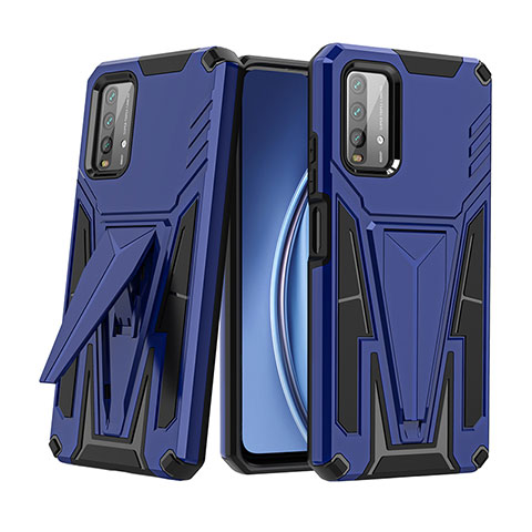 Custodia Silicone e Plastica Opaca Cover con Supporto MQ1 per Xiaomi Redmi 9 Power Blu