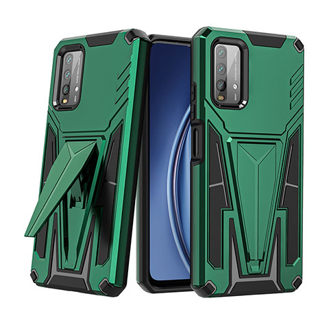 Custodia Silicone e Plastica Opaca Cover con Supporto MQ1 per Xiaomi Redmi 9 Power Verde