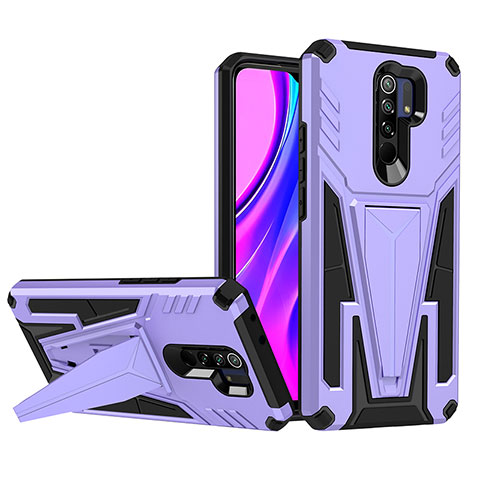 Custodia Silicone e Plastica Opaca Cover con Supporto MQ1 per Xiaomi Redmi 9 Viola