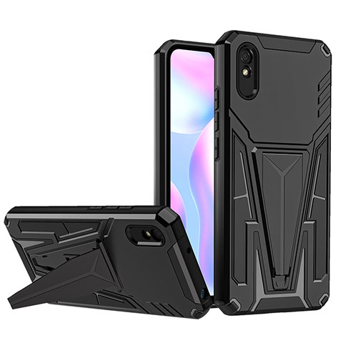 Custodia Silicone e Plastica Opaca Cover con Supporto MQ1 per Xiaomi Redmi 9A Nero