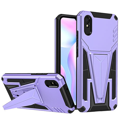 Custodia Silicone e Plastica Opaca Cover con Supporto MQ1 per Xiaomi Redmi 9AT Viola