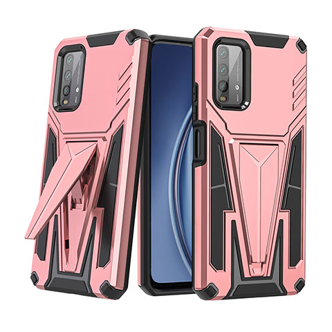 Custodia Silicone e Plastica Opaca Cover con Supporto MQ1 per Xiaomi Redmi 9T 4G Oro Rosa