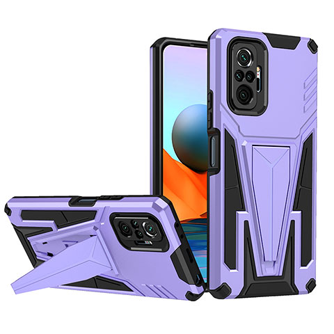 Custodia Silicone e Plastica Opaca Cover con Supporto MQ1 per Xiaomi Redmi Note 10 Pro Max Viola