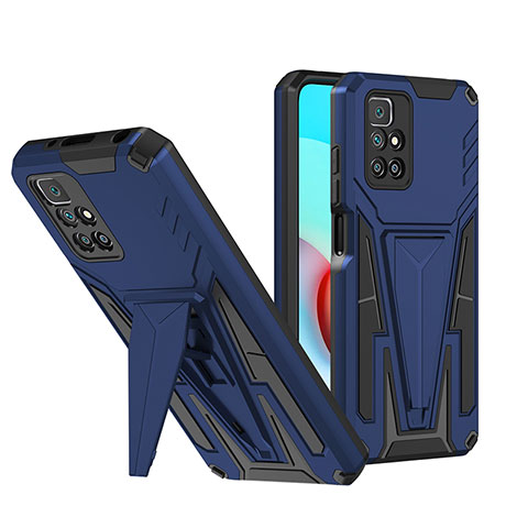 Custodia Silicone e Plastica Opaca Cover con Supporto MQ1 per Xiaomi Redmi Note 11 4G (2021) Blu