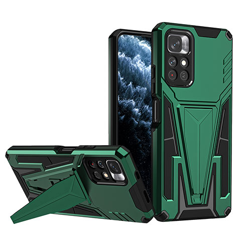 Custodia Silicone e Plastica Opaca Cover con Supporto MQ1 per Xiaomi Redmi Note 11S 5G Verde