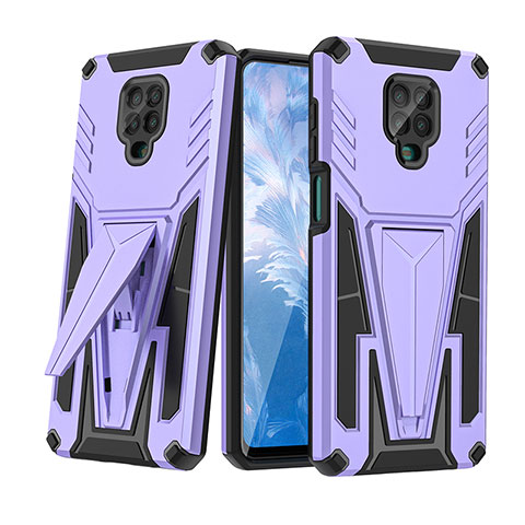 Custodia Silicone e Plastica Opaca Cover con Supporto MQ1 per Xiaomi Redmi Note 9 Pro Max Viola