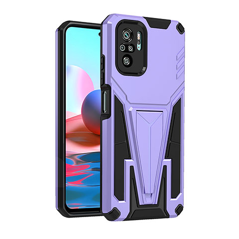 Custodia Silicone e Plastica Opaca Cover con Supporto MQ2 per Xiaomi Redmi Note 10S 4G Viola