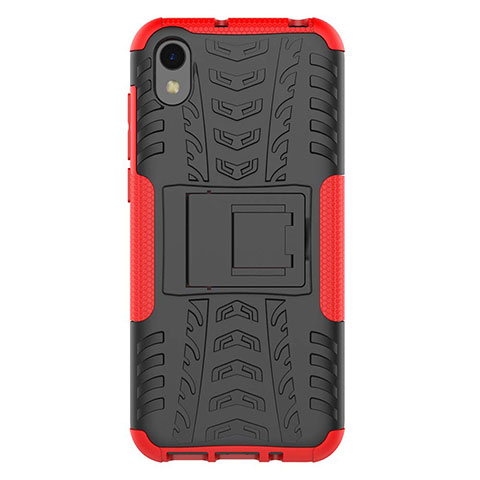 Custodia Silicone e Plastica Opaca Cover con Supporto per Huawei Enjoy 8S Rosso