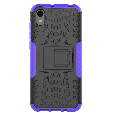 Custodia Silicone e Plastica Opaca Cover con Supporto per Huawei Enjoy 8S Viola